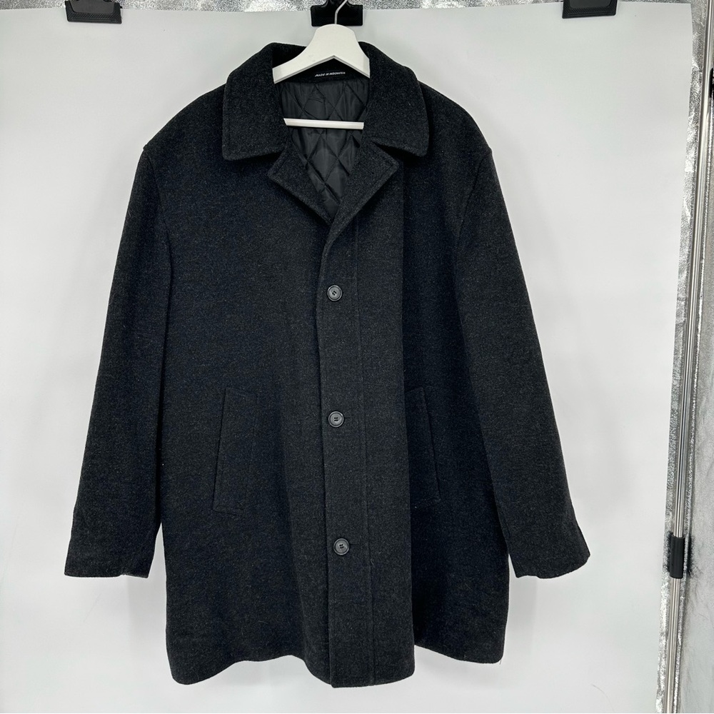 Chaps Wool Charcoal Button Up Coat Sz 44 Regular